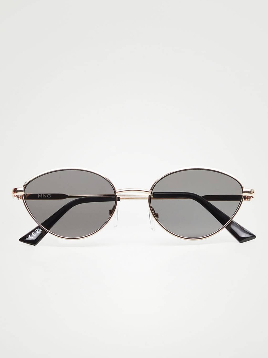 

MANGO Women Black Lens & Black Cateye Sunglasses with UV Protected Lens, Silver