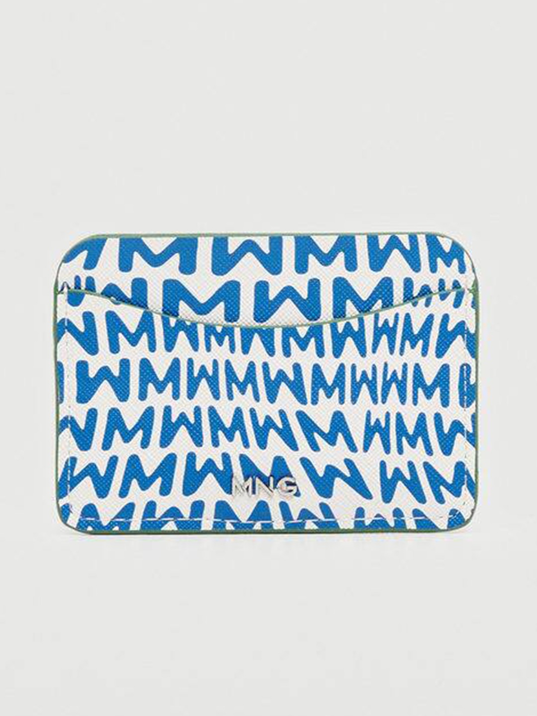 

MANGO Women White & Blue Brand Logo Print Card Holder
