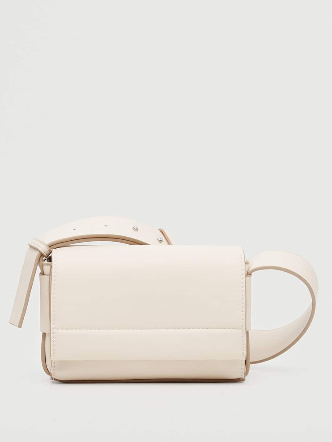 

MANGO Off White Solid Structured Sling Bag with Non-Detachable Sling Strap