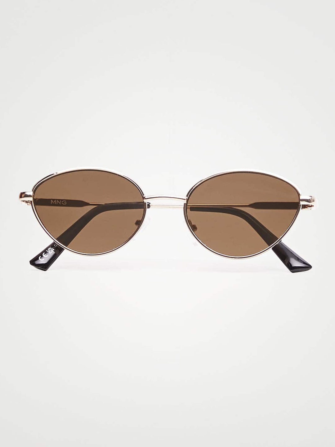 

MANGO Women Brown Lens & Gold-Toned Oval Sunglasses with UV Protected Lens