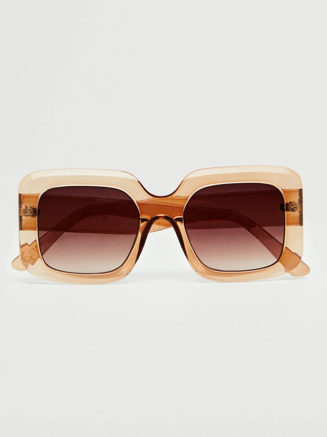 

MANGO Women Brown Lens & Brown Square Sunglasses with UV Protected Lens, Beige