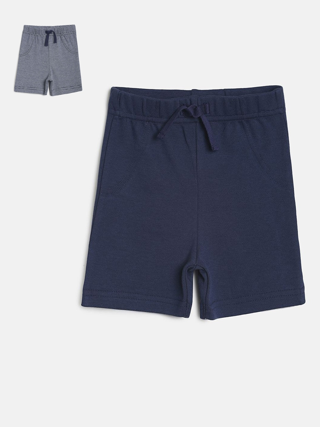 

MINI KLUB Boys Pack Of 2 Blue & Grey Cotton Shorts