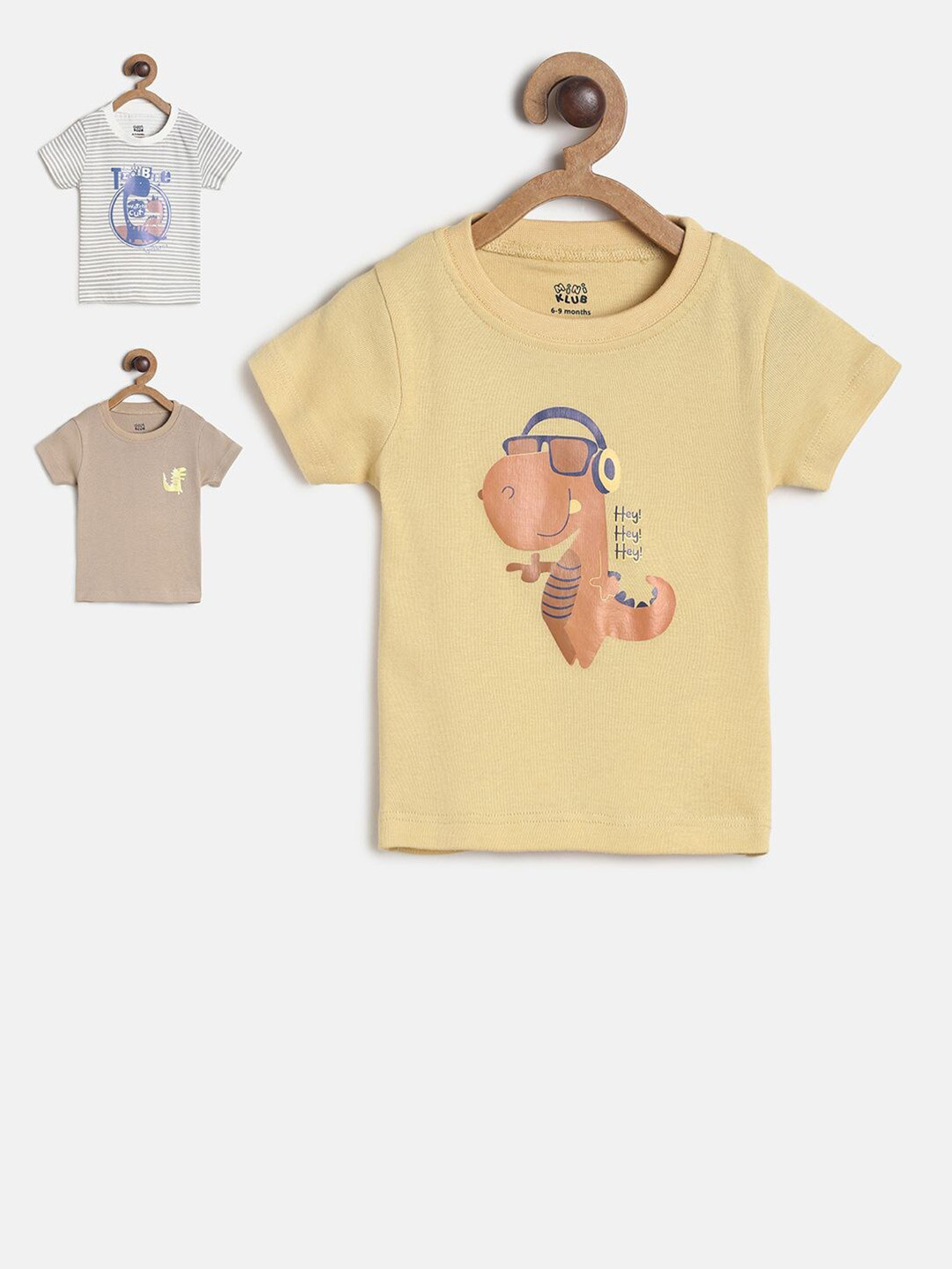 

MINI KLUB Boys Pack Of 3 Printed T-shirts, Yellow