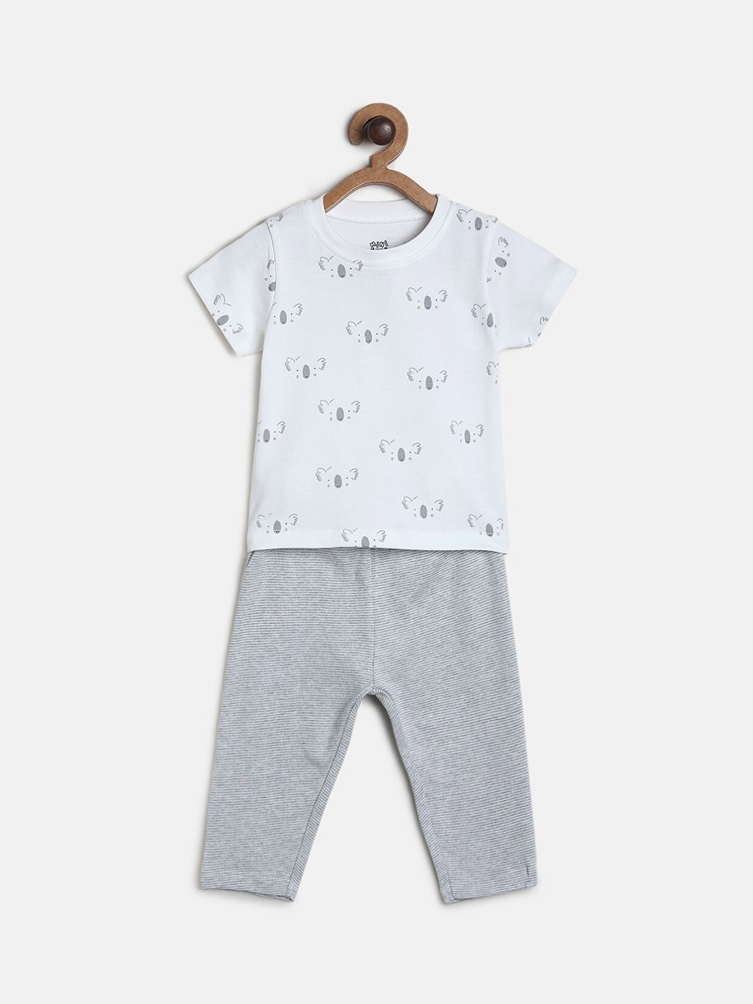 

MINI KLUB Boys Grey & White Printed Cotton T-shirt with Trouser