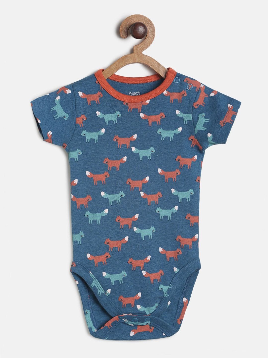 

MINI KLUB Boys Blue Printed Pure Cotton Bodysuit