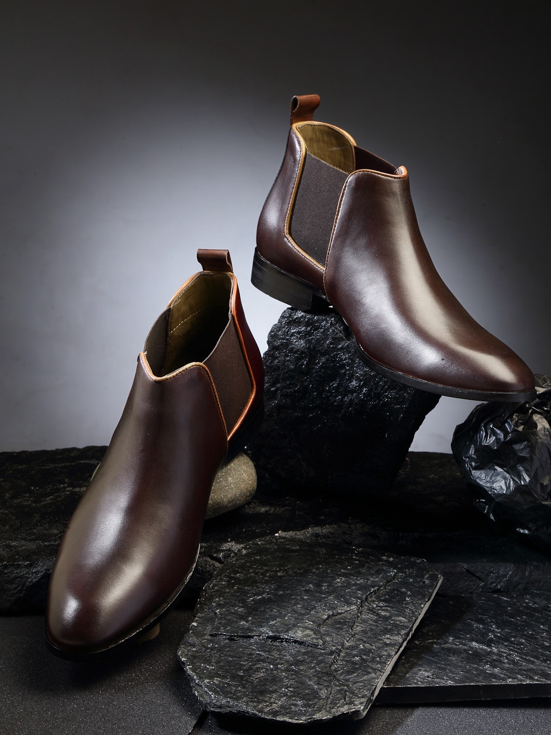 

LOUIS STITCH Men Brown Leather Solid Boots