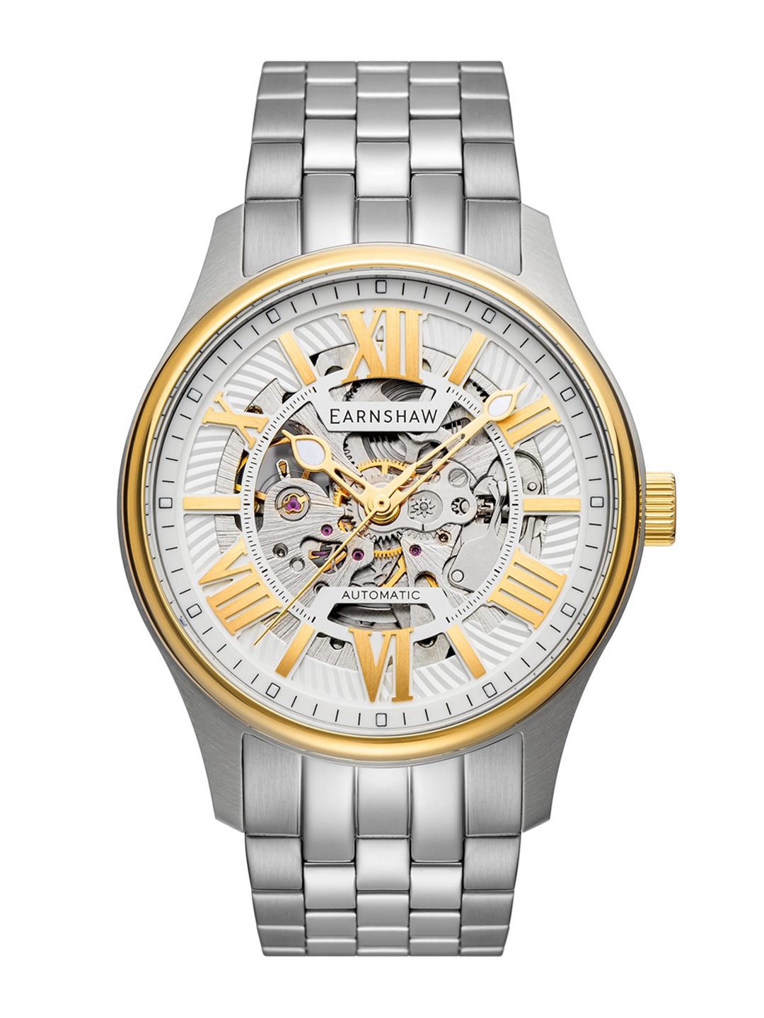 

EARNSHAW Men Silver-Toned Dial & Stainless Steel Bracelet Style Straps Analogue Automatic Motion Watch ES-8240-44