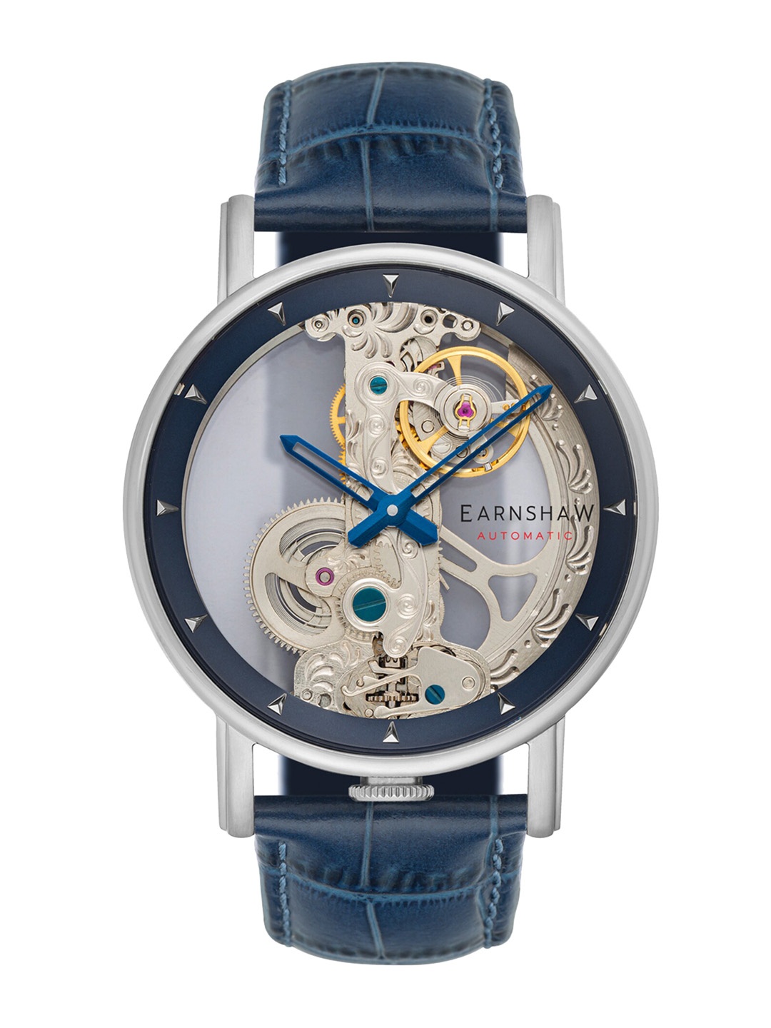 

EARNSHAW Men Blue Skeleton Dial & Blue Leather Straps Analogue Automatic Watch ES-8225-02