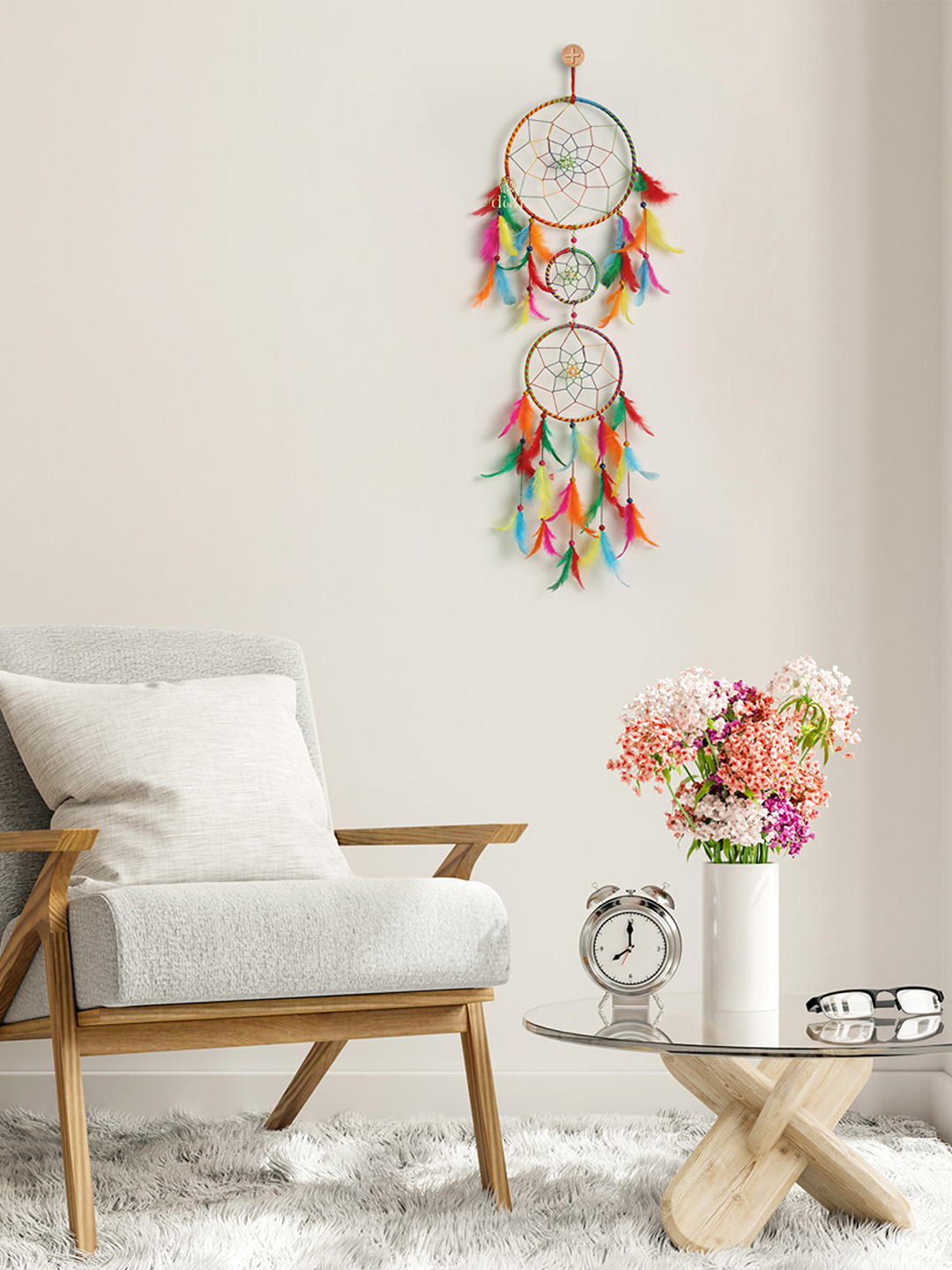

DULI Multicoloured Hanging Bird Feathers Windchimes Dream Catcher, Multi