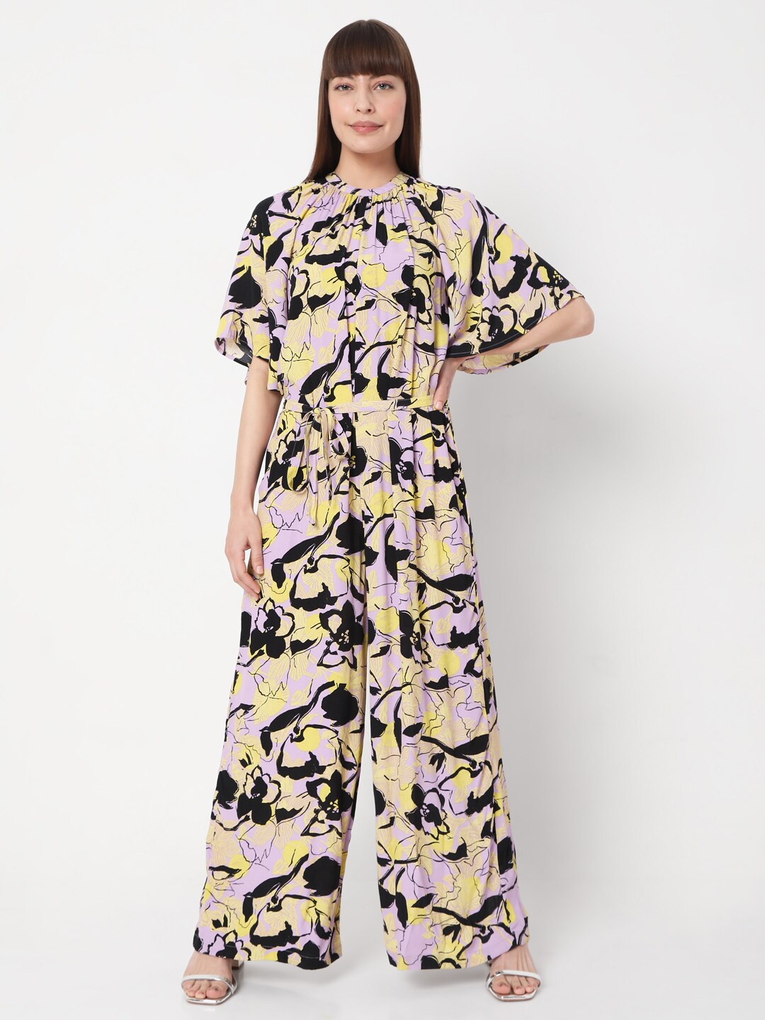 

Vero Moda Purple & Black Printed Basic Jumpsuit