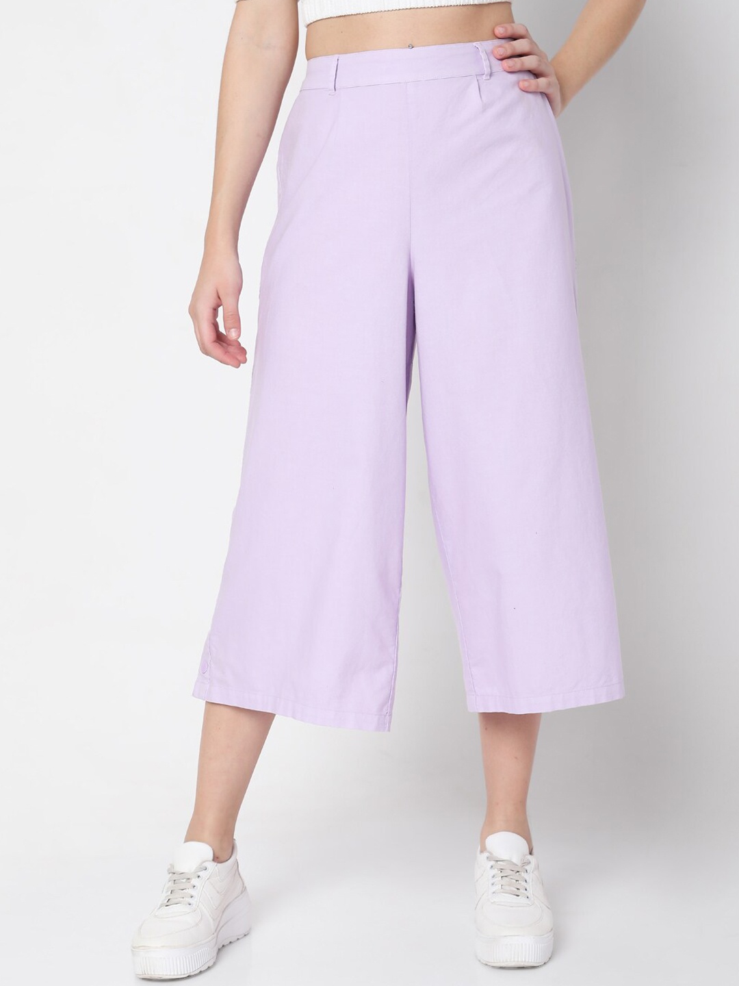 

Vero Moda Women Purple Flared High-Rise Culottes Trousers