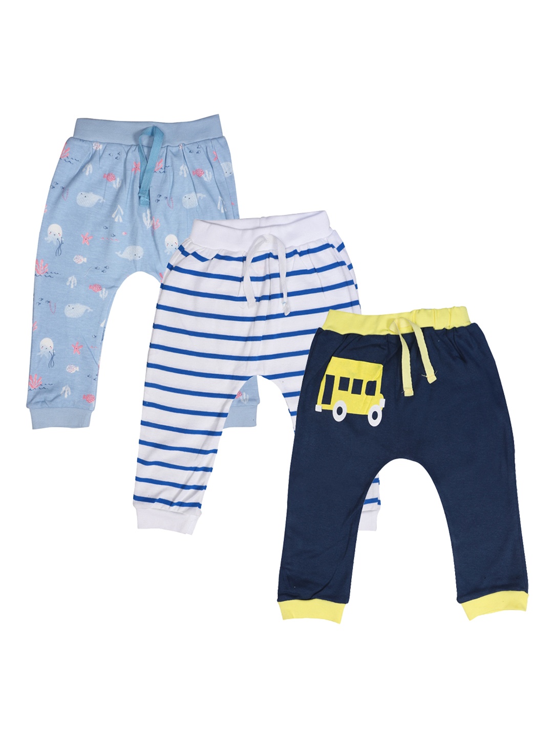 

RIKIDOOS Pack Of 3 White & Blue Printed Lounge Pants
