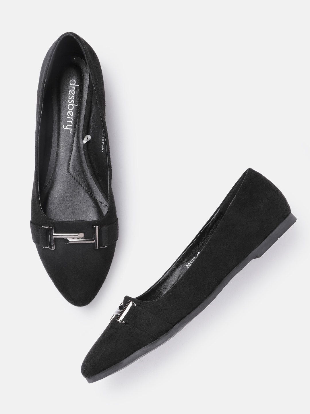 

DressBerry Women Black Suede Finish Ballerinas