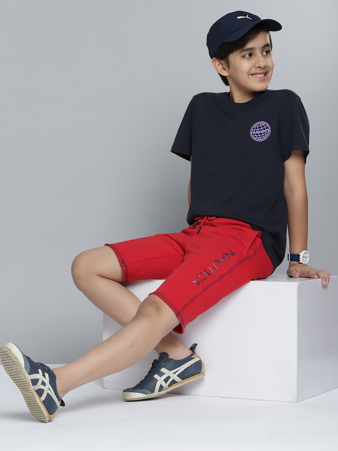 

Nautica Boys Red Solid Pure Cotton Shorts