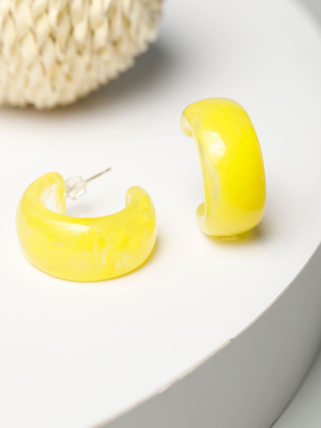 

Priyaasi Yellow Contemporary Half Hoop Earrings