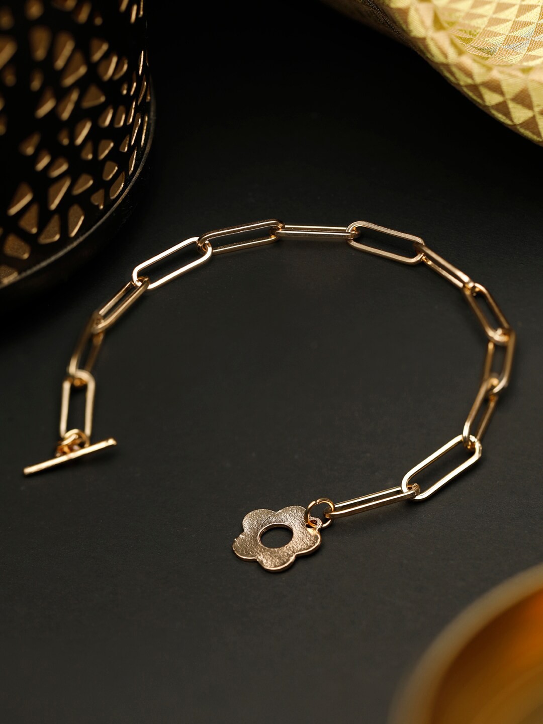 

Priyaasi Women Brass Rose Gold-Plated Link Bracelet