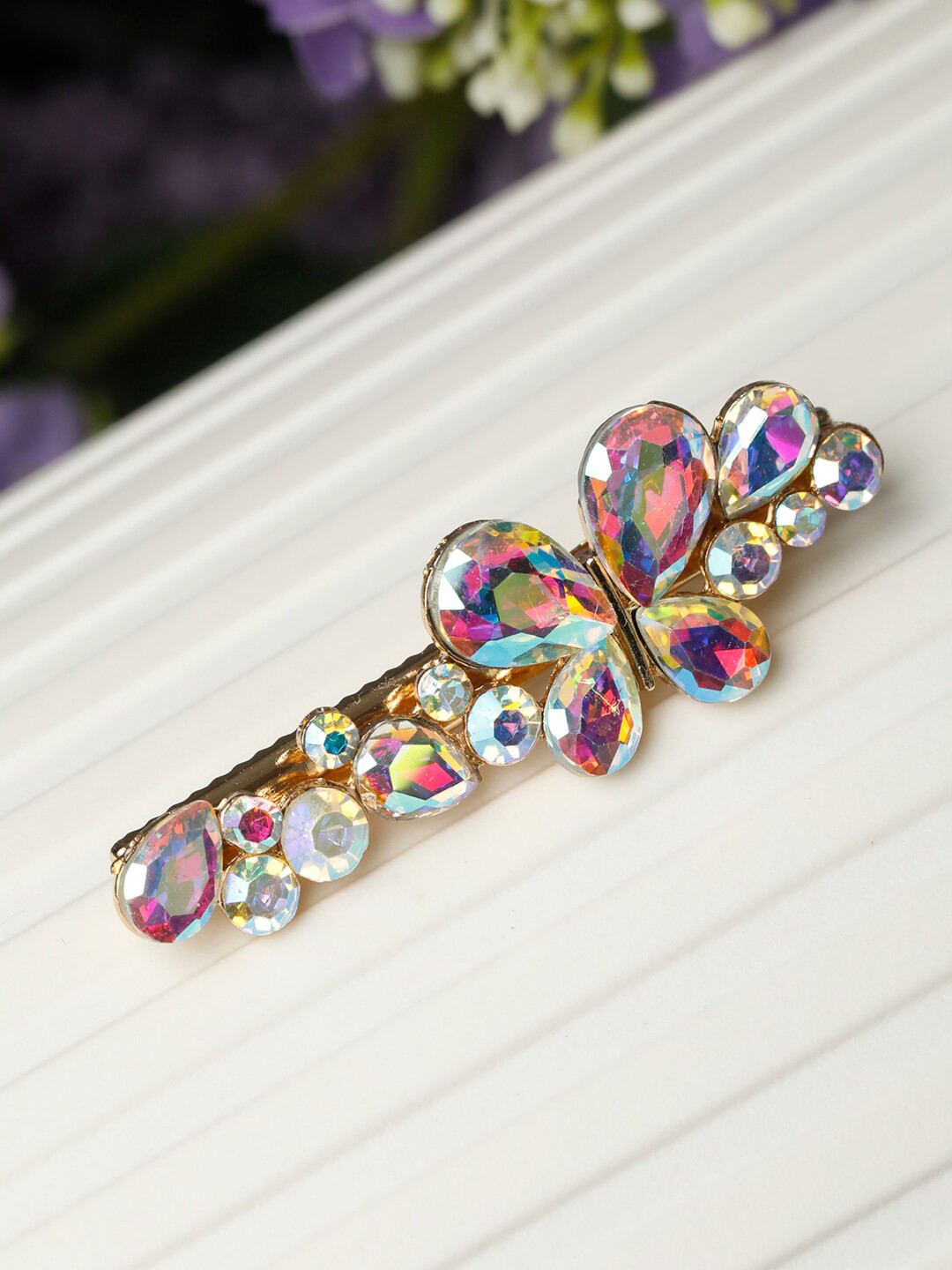 

Priyaasi Women Silver-Toned & Blue Butterfly Hair Pin