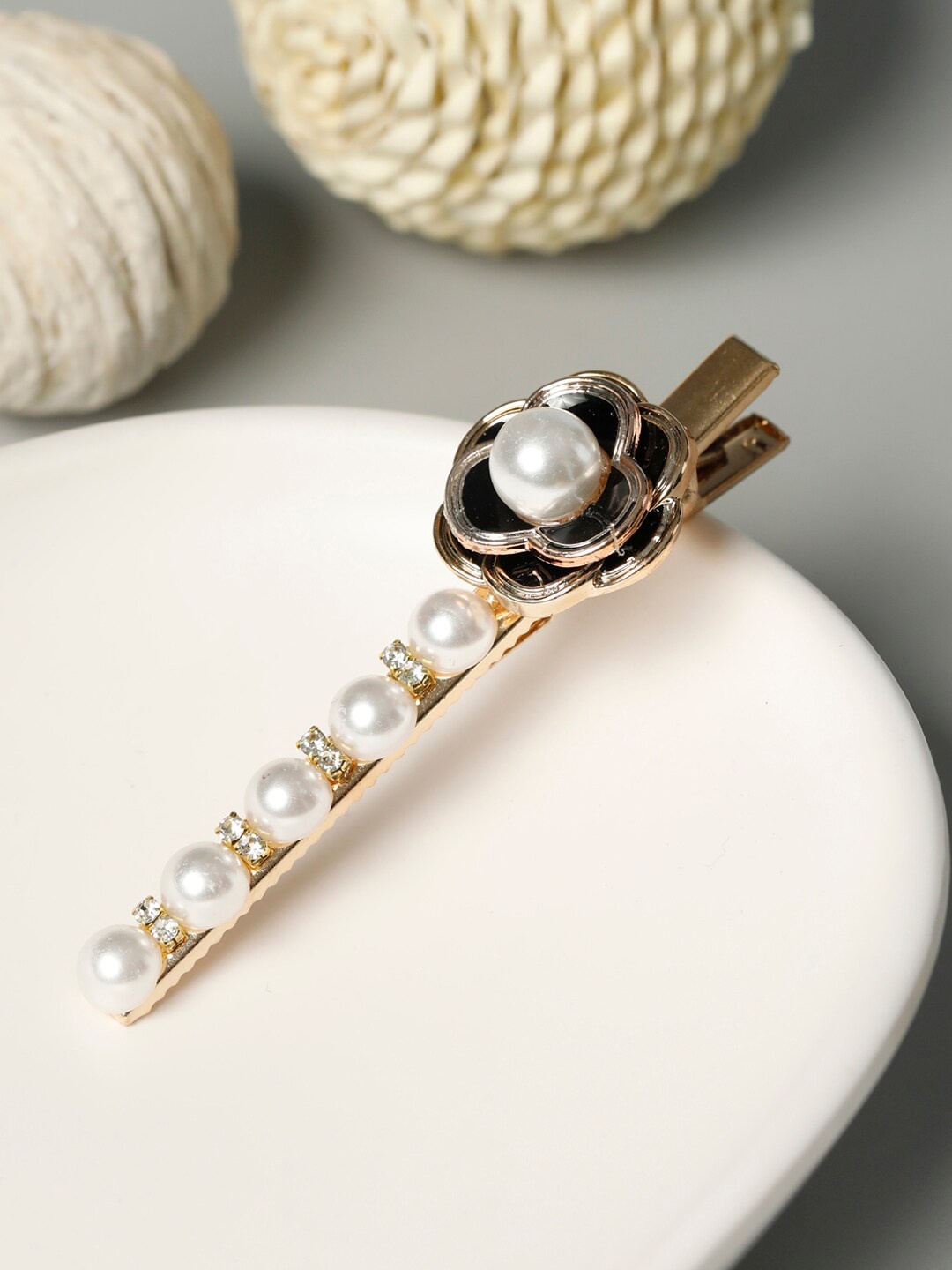 

Priyaasi Women Gold Plated White Embellished Alligator Hair Clip