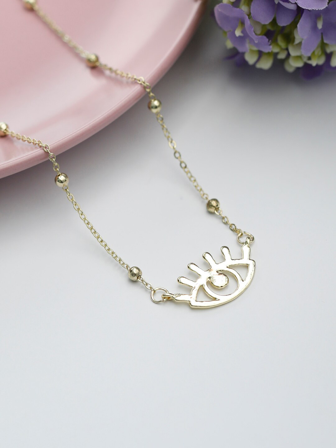 

Priyaasi Gold-Plated Evil Eye Pendant Brass Necklace
