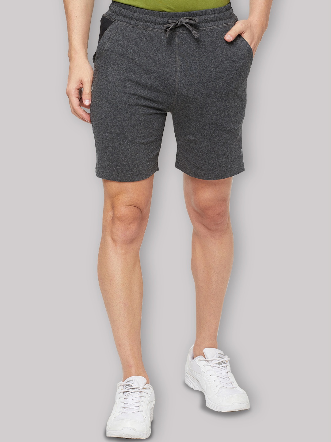 

SPORTO Men Grey Melange Solid Sports Shorts