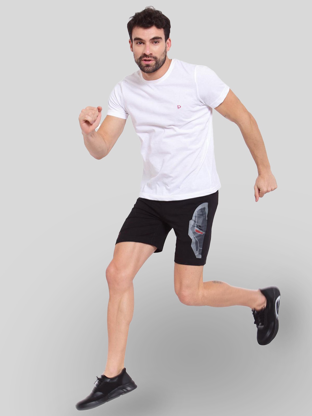 

SPORTO Men Black Regular Fit Printed Sports Shorts