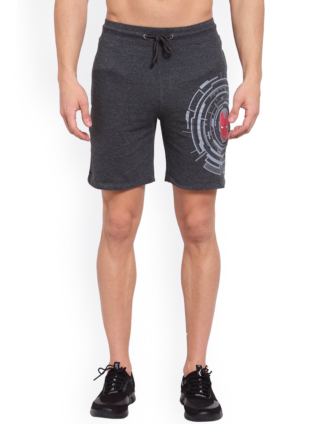 

SPORTO Men Grey Graphic Printed Sports Shorts