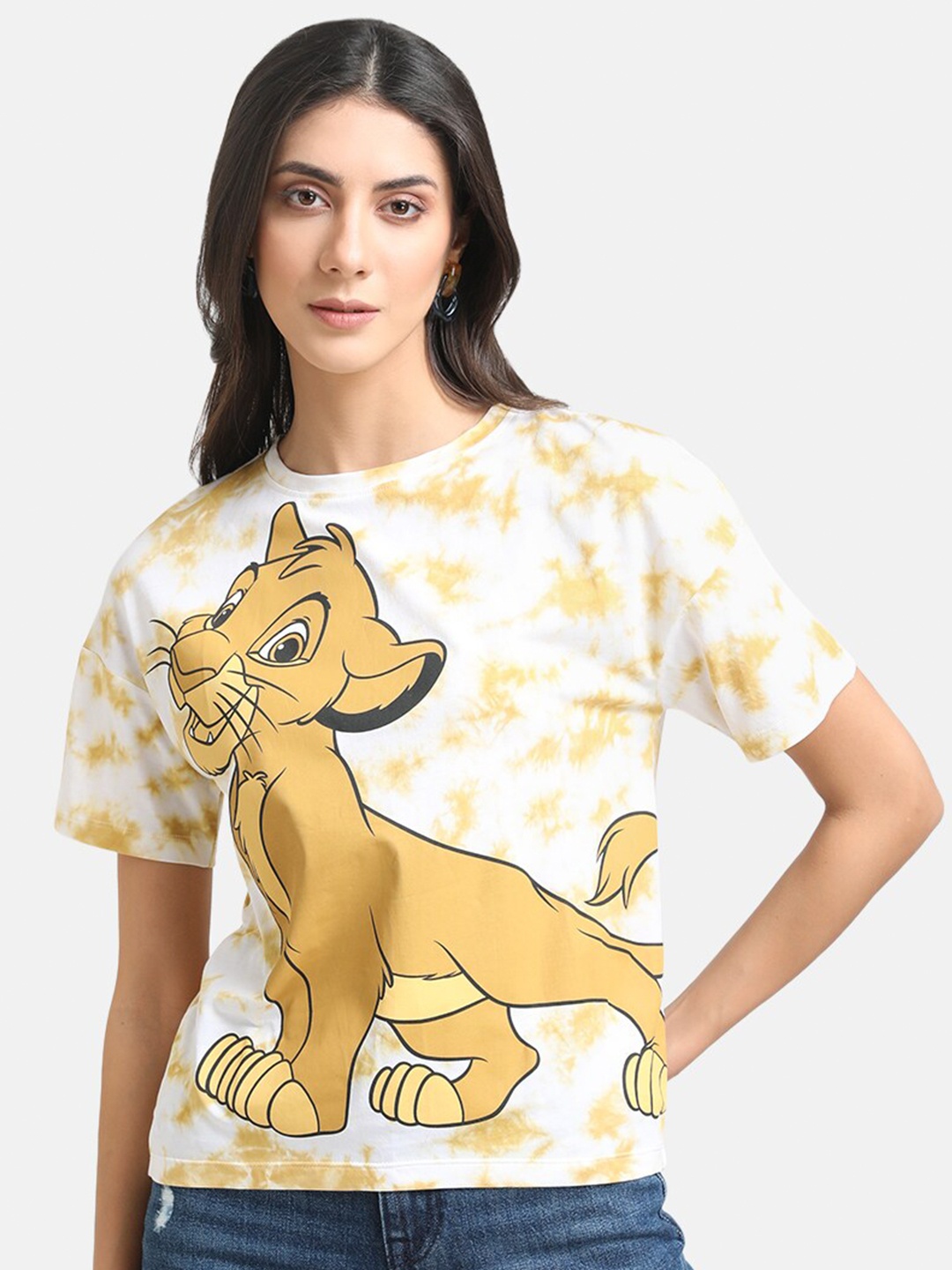 

Kazo Women Brown Lion King Printed Cotton Loose T-shirt