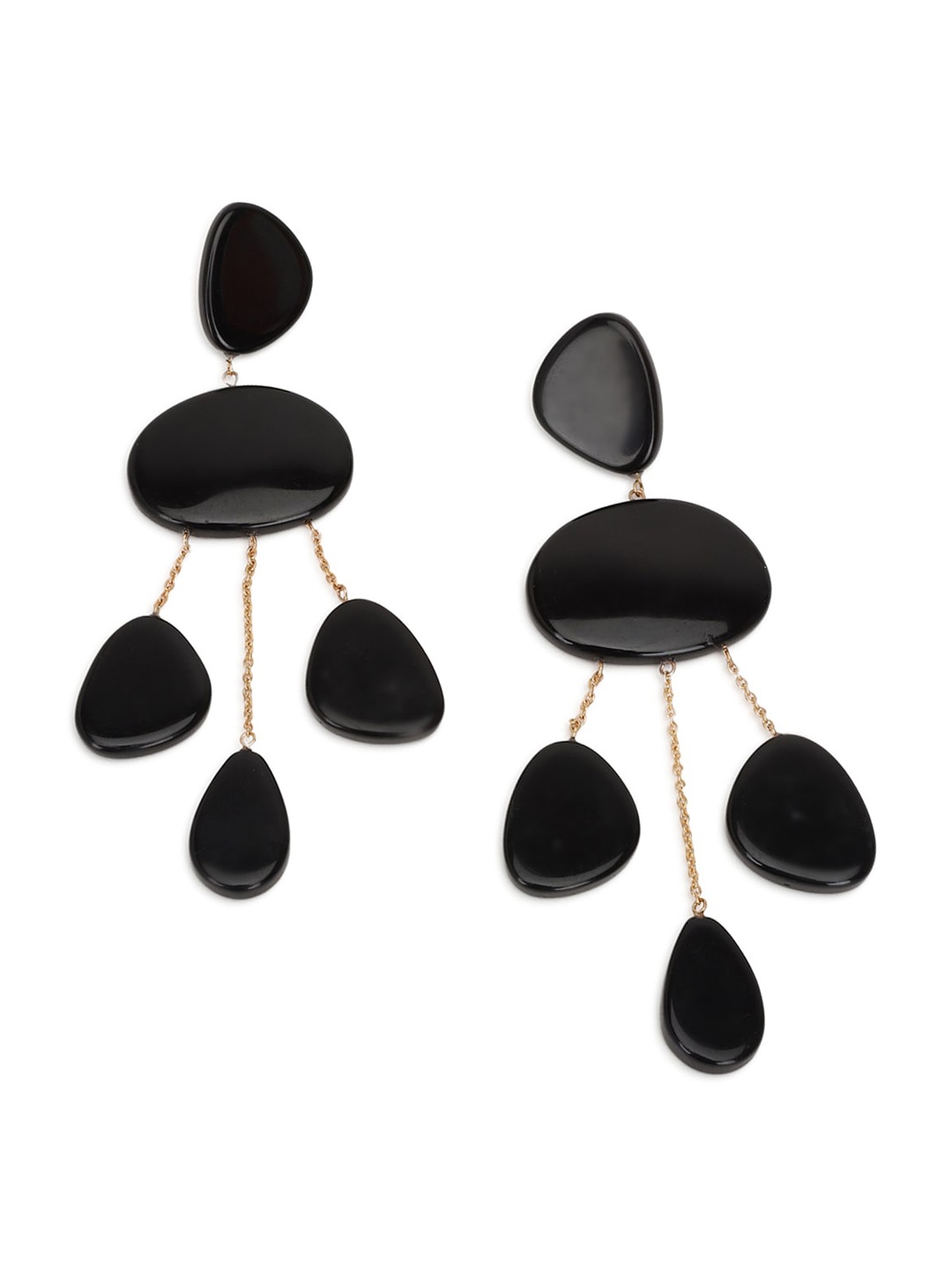 

FOREVER 21 Black & Gold-Toned Contemporary Drop Earrings