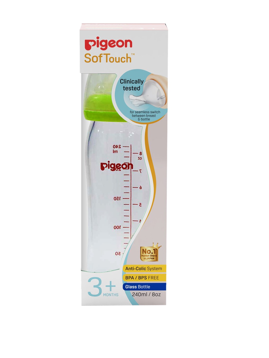 

Pigeon Transparent Glass Nursing Bottle 240 Ml