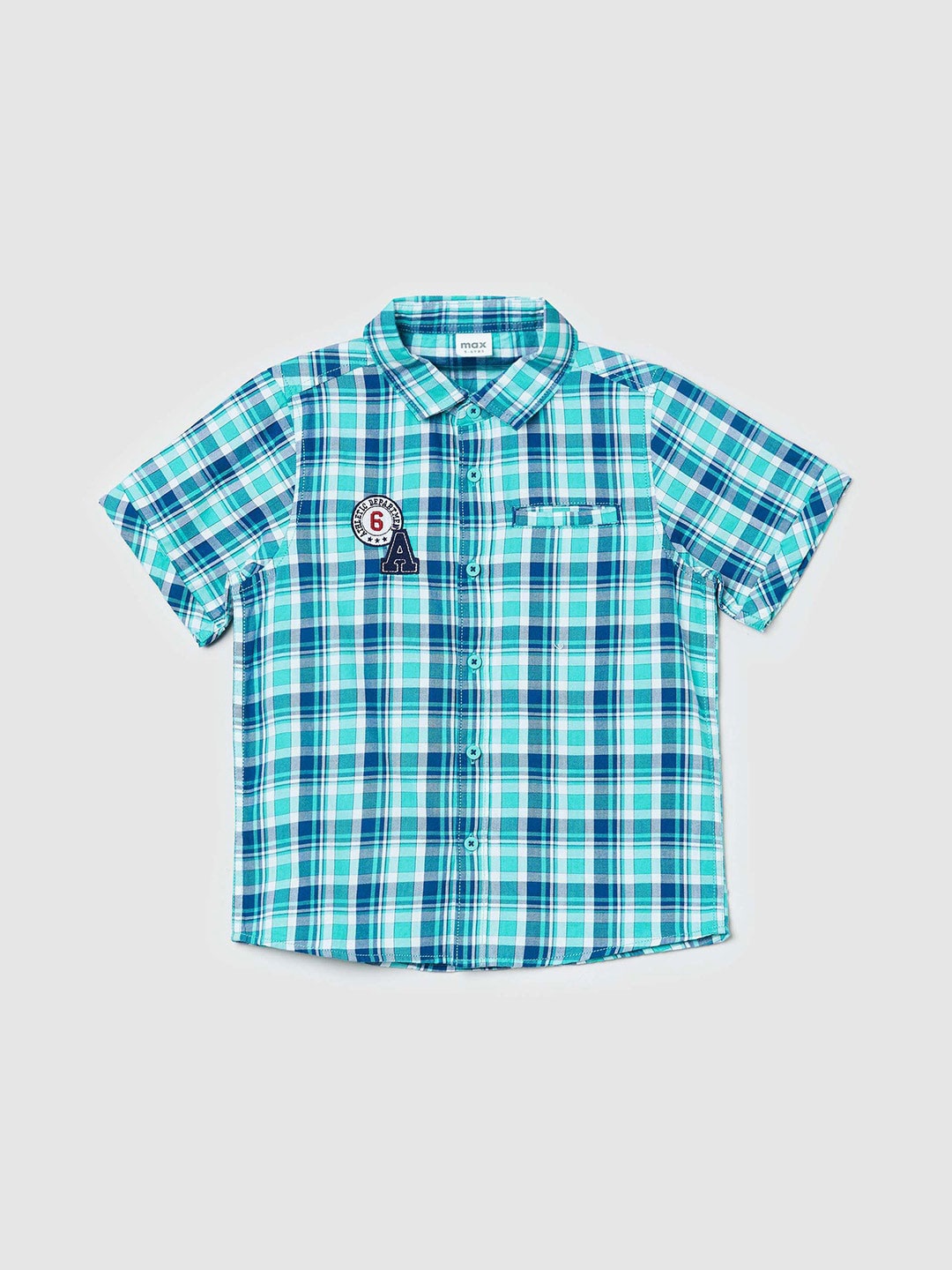 

max Boys Green Tartan Checks Pure Cotton Casual Shirt
