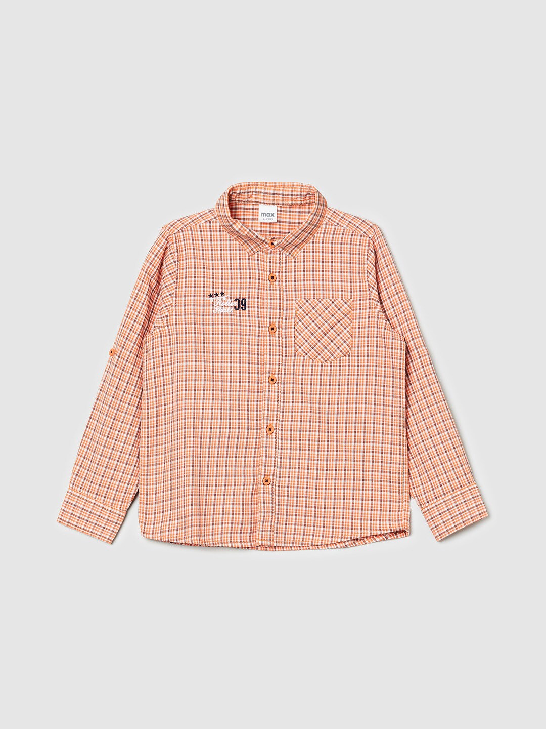 

max Boys Orange Gingham Checked Casual Shirt