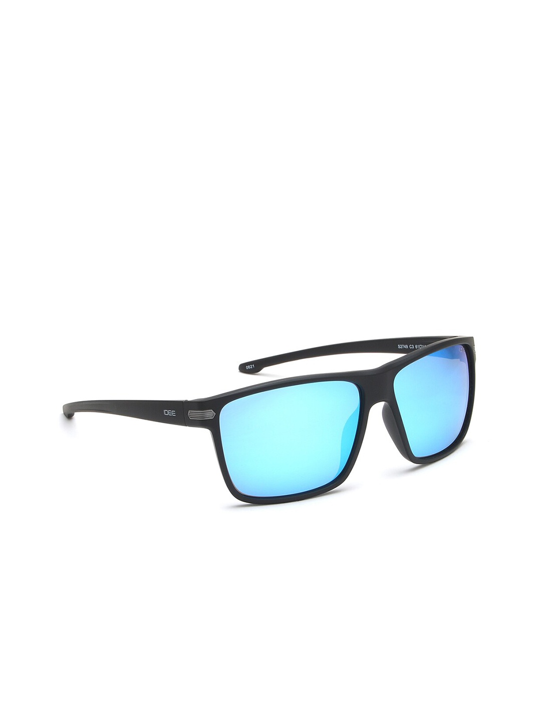 

IDEE Men Blue Lens & Black Rectangle Sunglasses with UV Protected Lens IDS2749C3SG