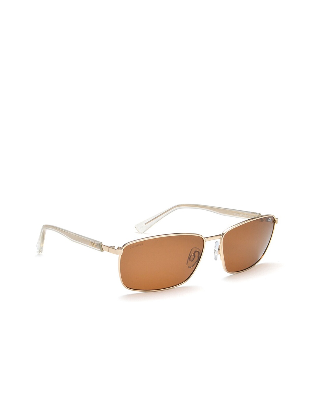 

IDEE Men Brown Lens & Silver-Toned Rectangle Sunglasses with Polarised Lens
