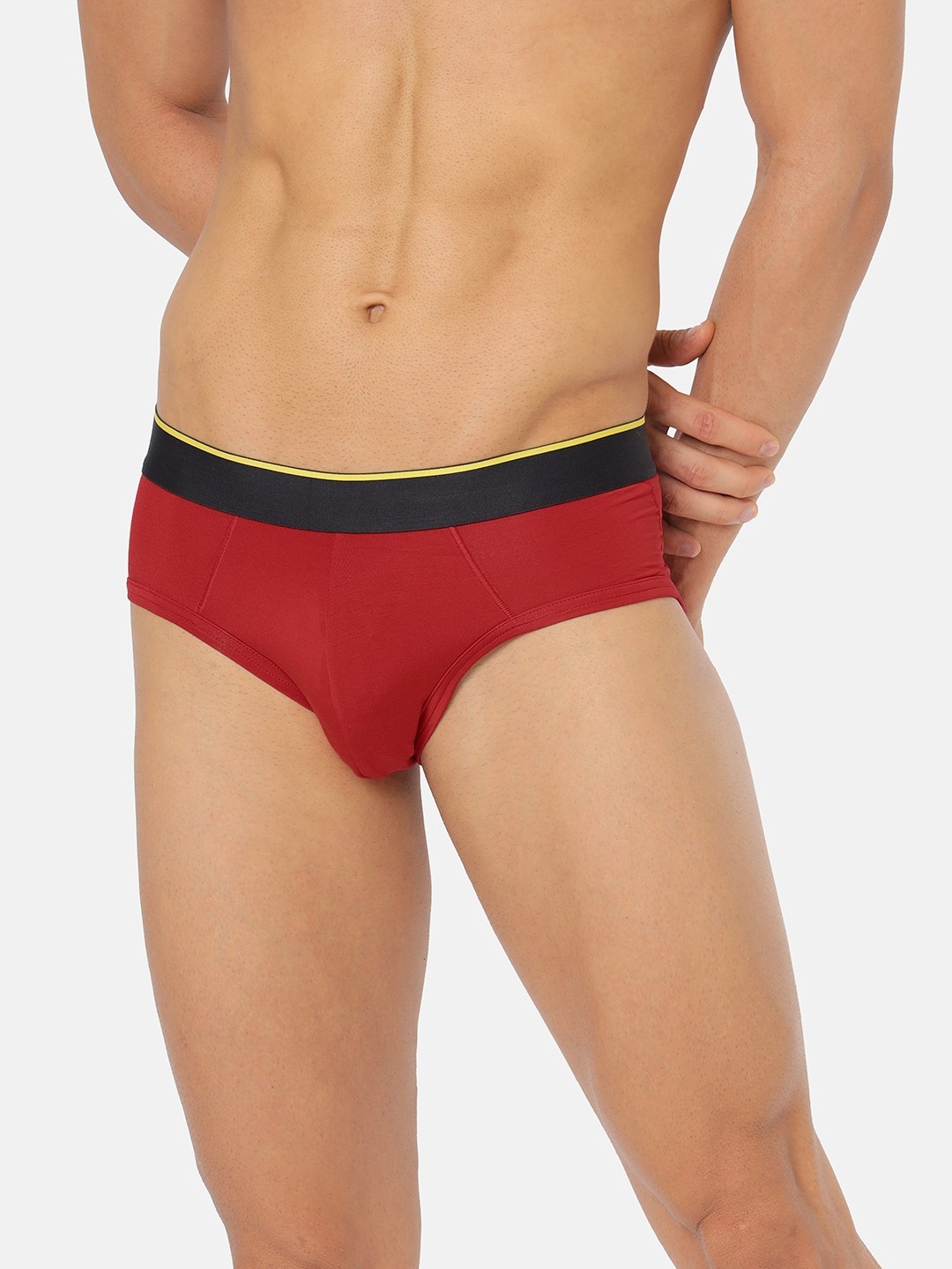 

bummer Men Solid Micro Modal Ski Patrol Mid Rise Brief, Red