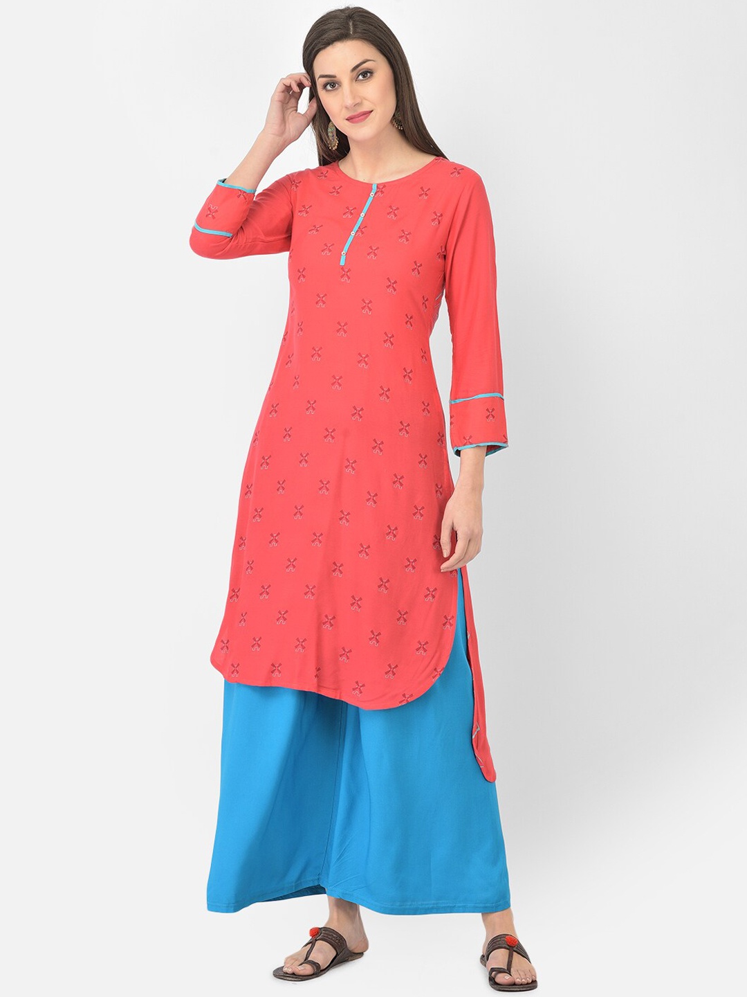 

Span Women Pink Geometric Printed Kurta