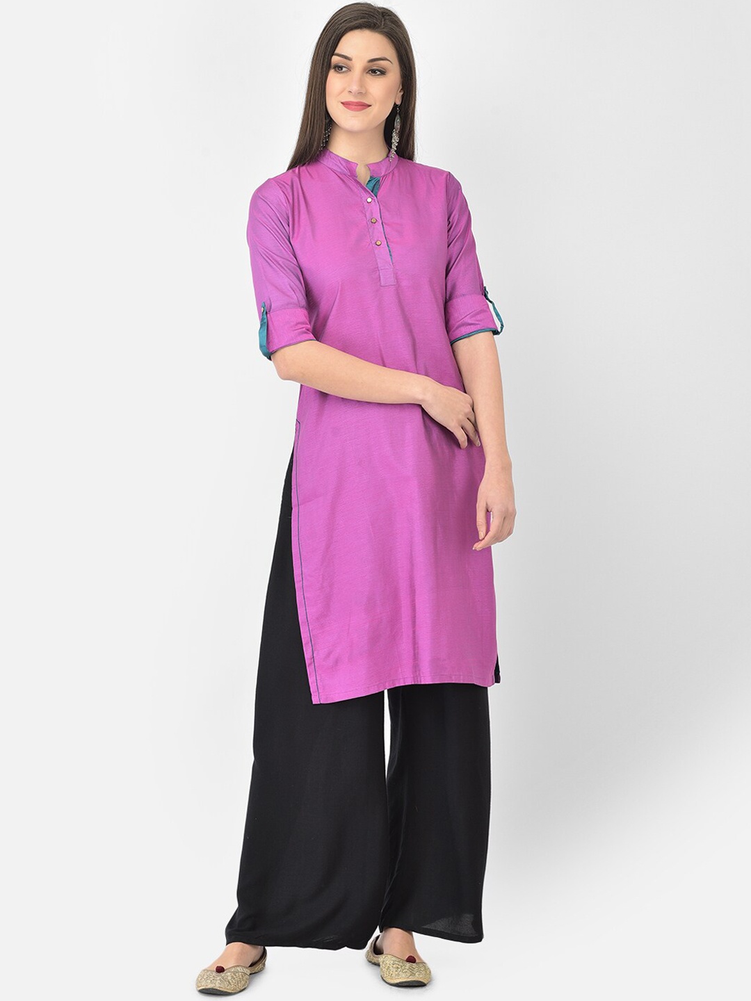 

Span Women Purple Solid Kurta