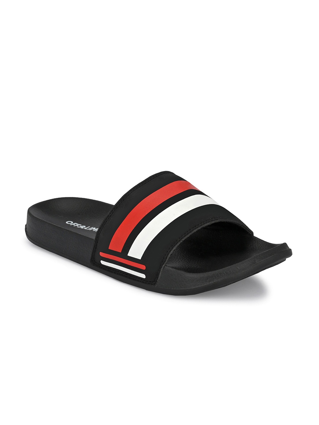 

OFF LIMITS Men Black & Red Striped Sliders