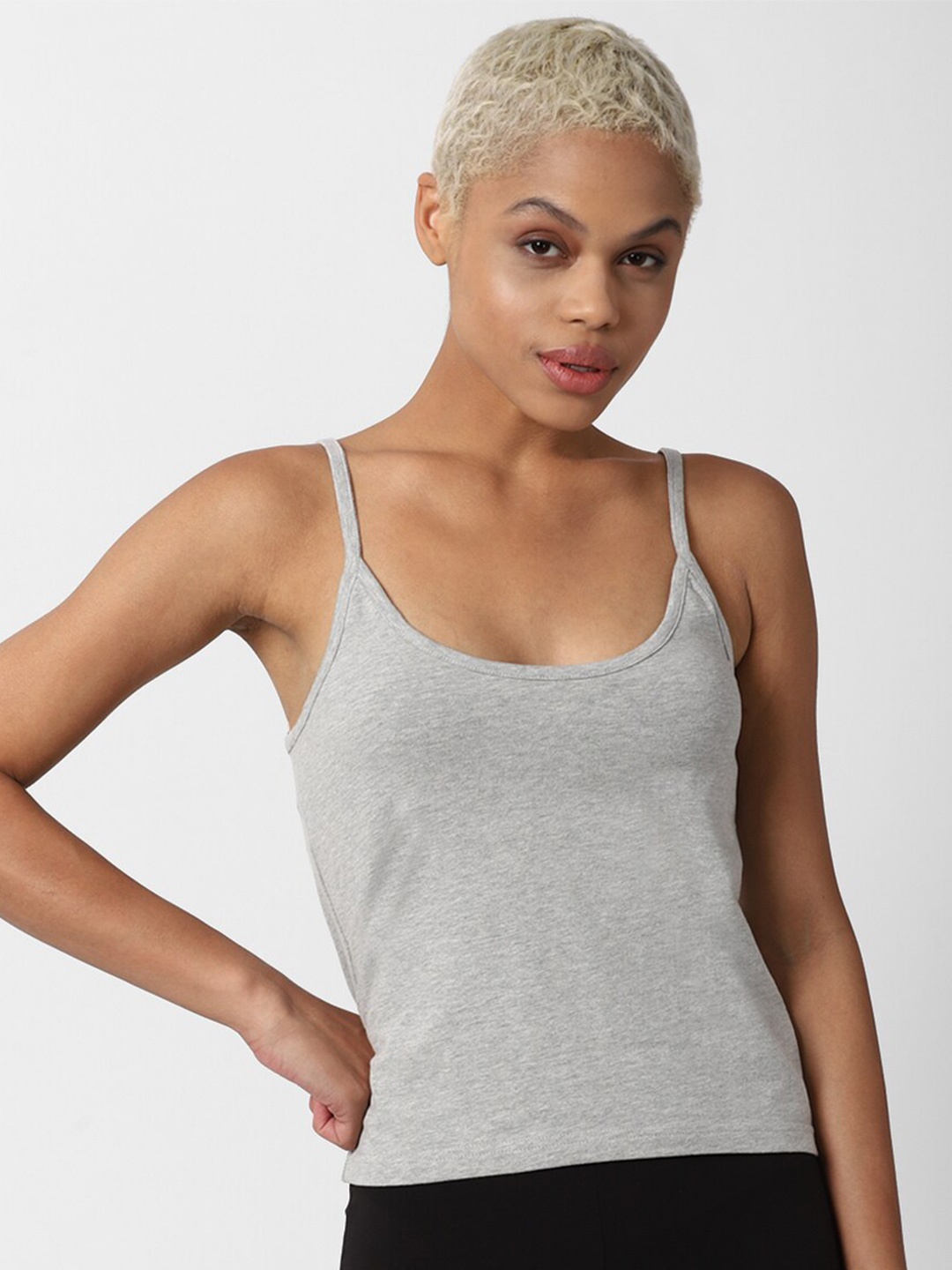 

FOREVER 21 Grey Solid Cotton Camisole