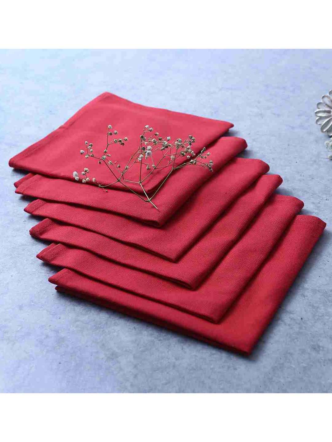 

Wonderchef Como Set of 6 Red Cotton Table Napkins