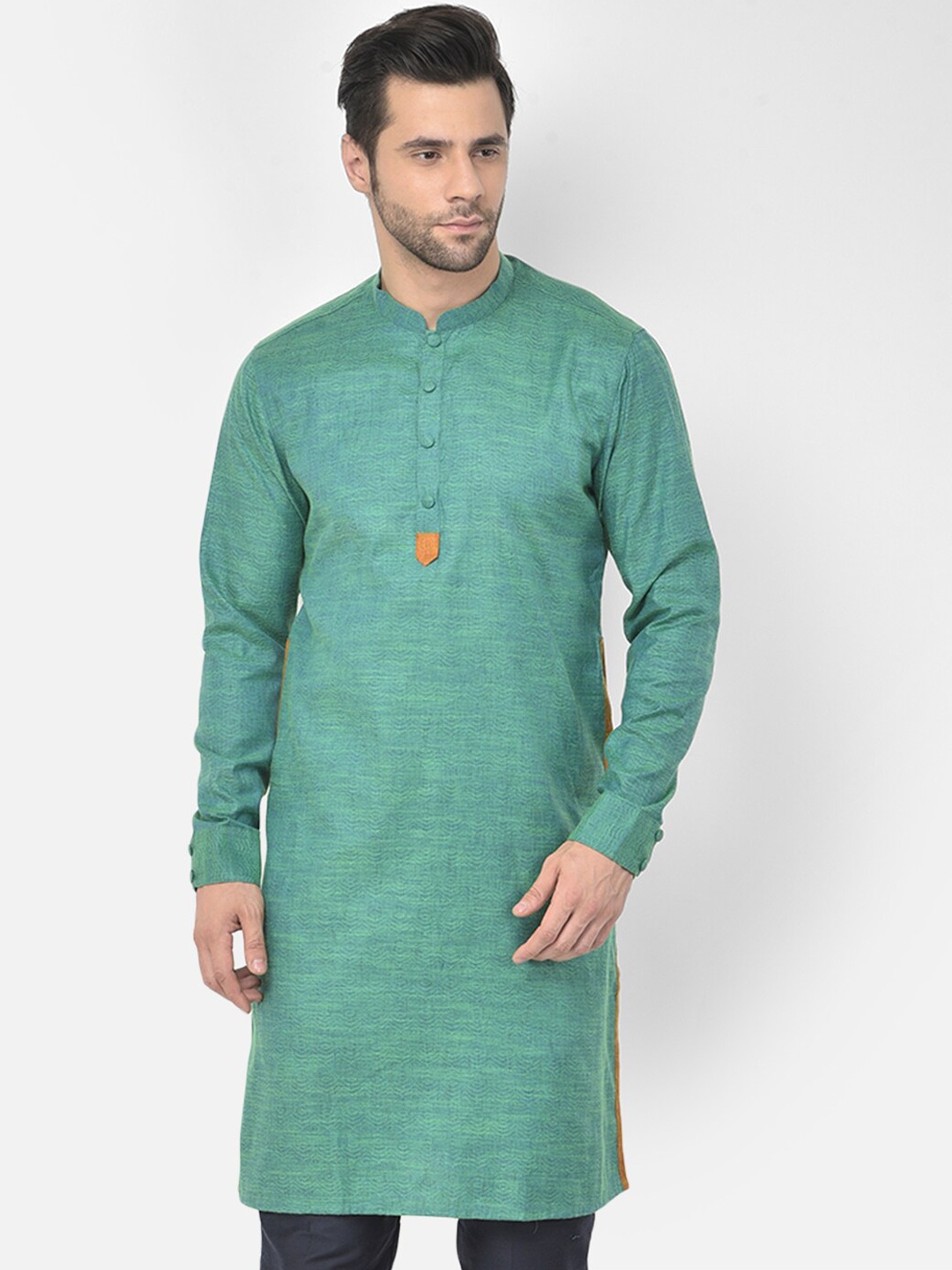 

DEYANN Men Green Kurta with Trouser Set