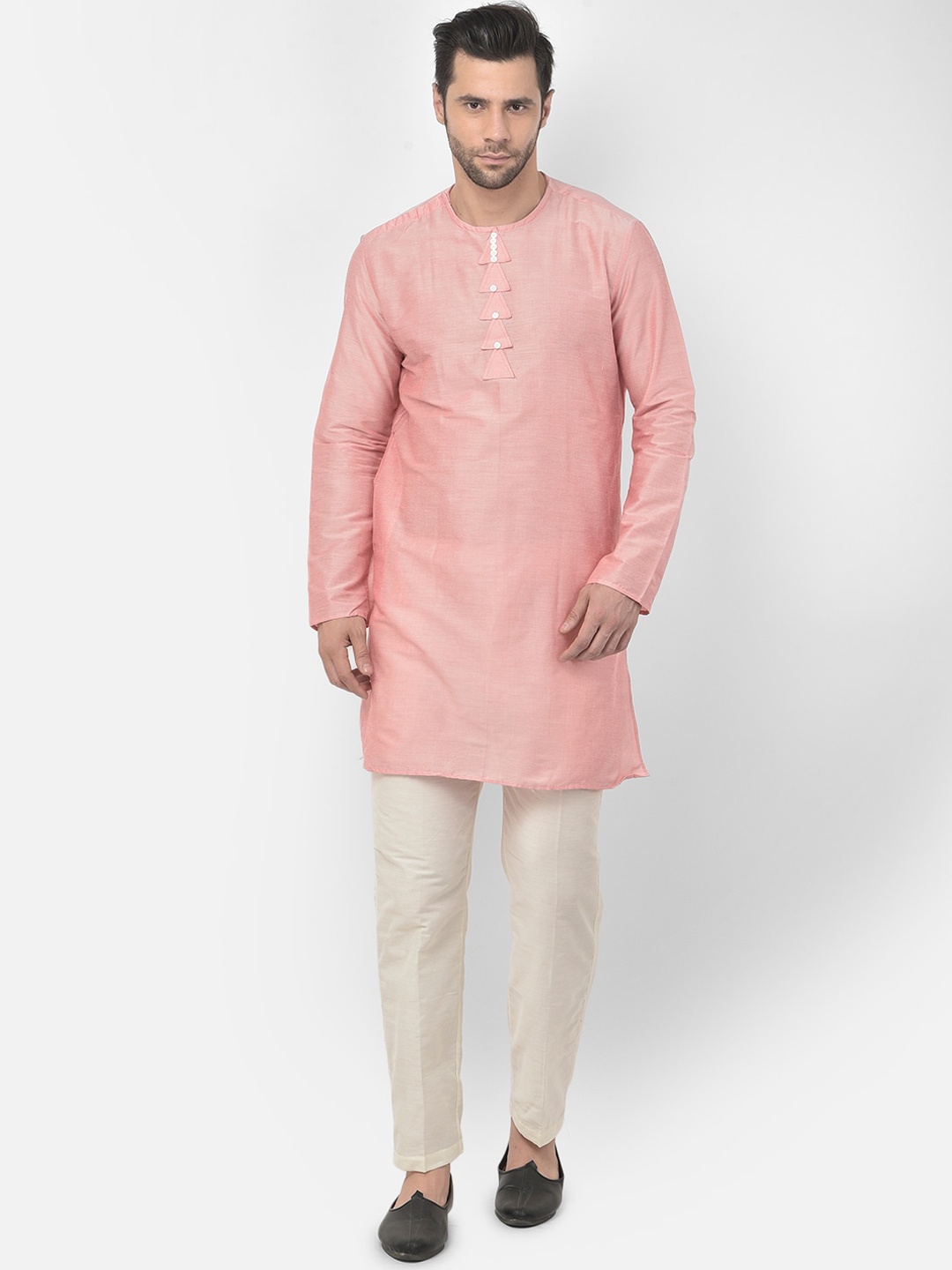 

DEYANN Men Peach-Coloured Kurta with Trousers