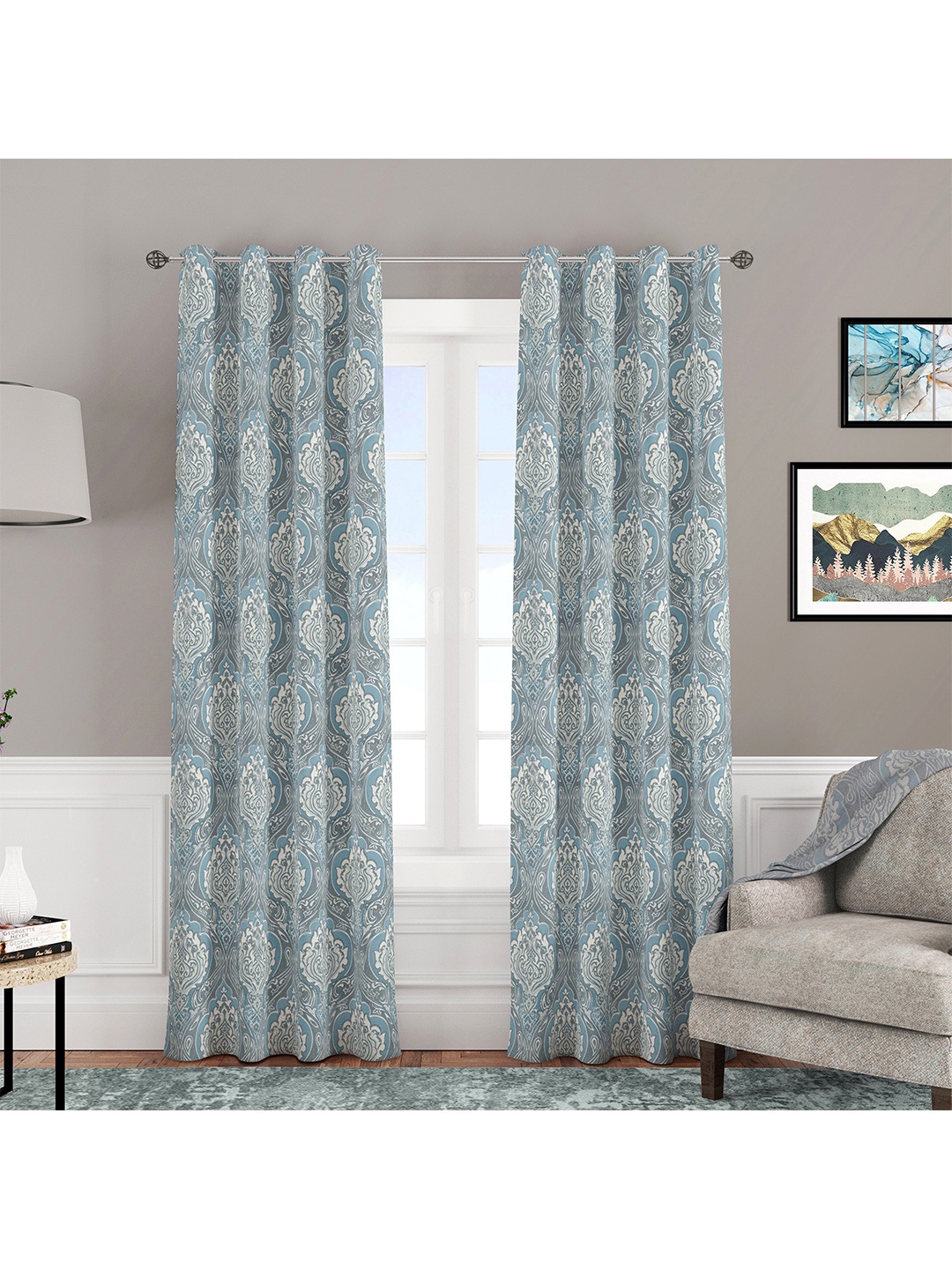 

Athome by Nilkamal Set of 2 Sea Green Ethnic Motifs Long Door Curtain