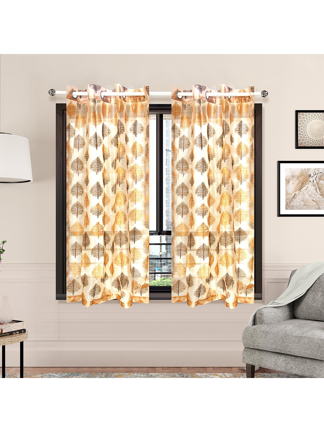 

Athome by Nilkamal Beige Silk Window Curtain