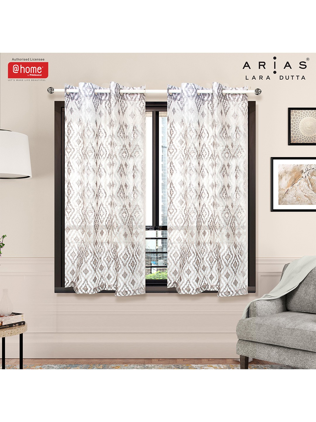 

Athome by Nilkamal Set of 2 Grey Regular Silk Window Curtain