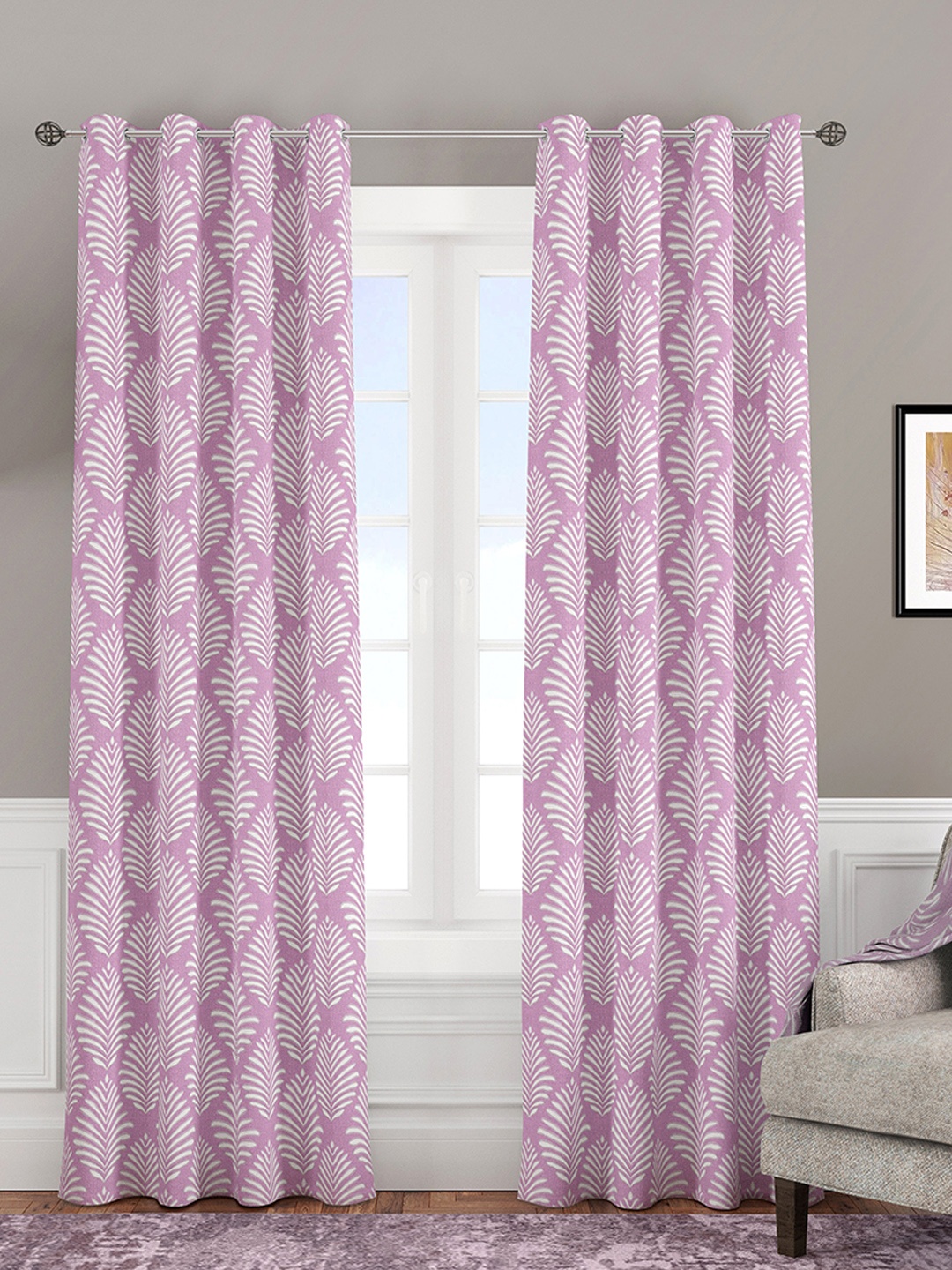 

Athome by Nilkamal Purple Set of 2 Geometric Long Jacquard Door Curtain