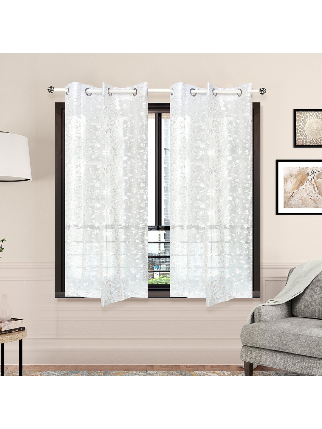 

Athome by Nilkamal White Window Silk Curtain