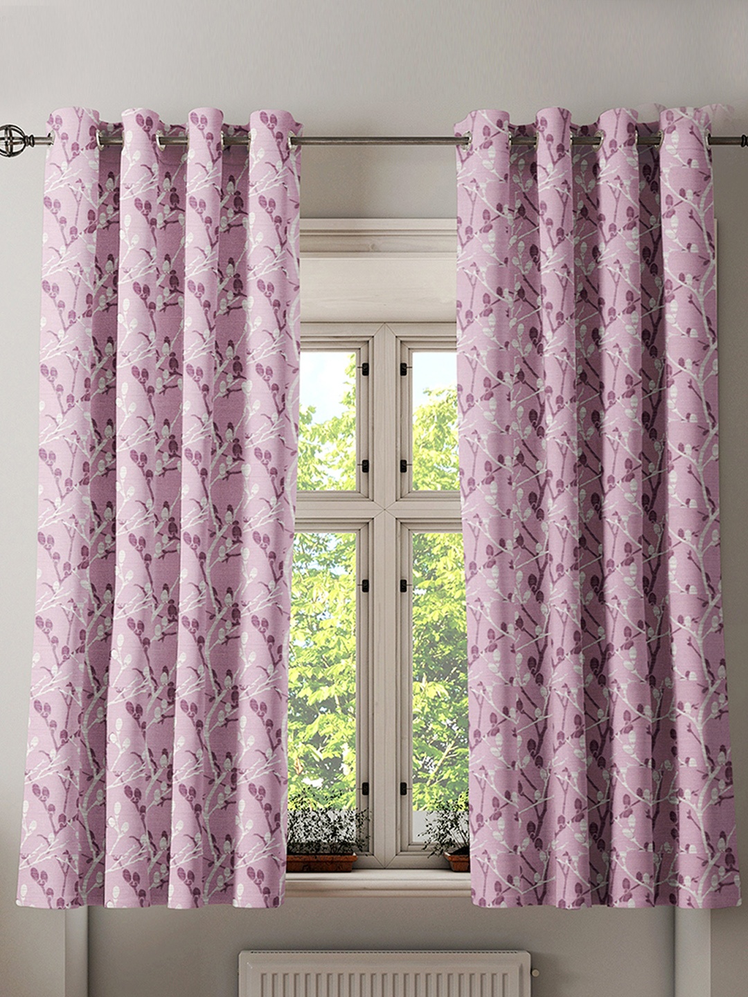 

Athome by Nilkamal Lavender & Purple Set of 2 Floral Window Curtain
