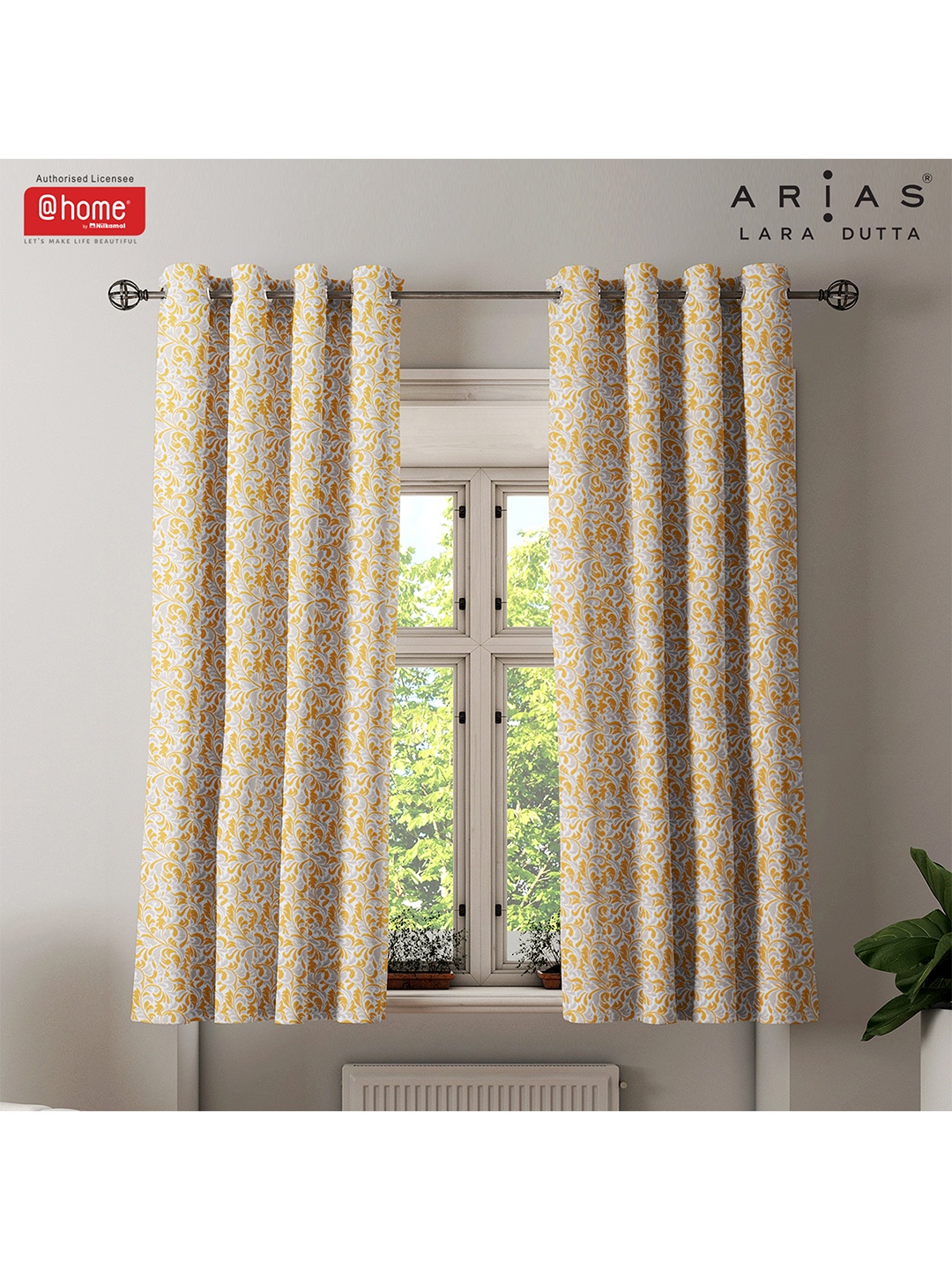 

Athome by Nilkamal Mustard & White Window Curtain