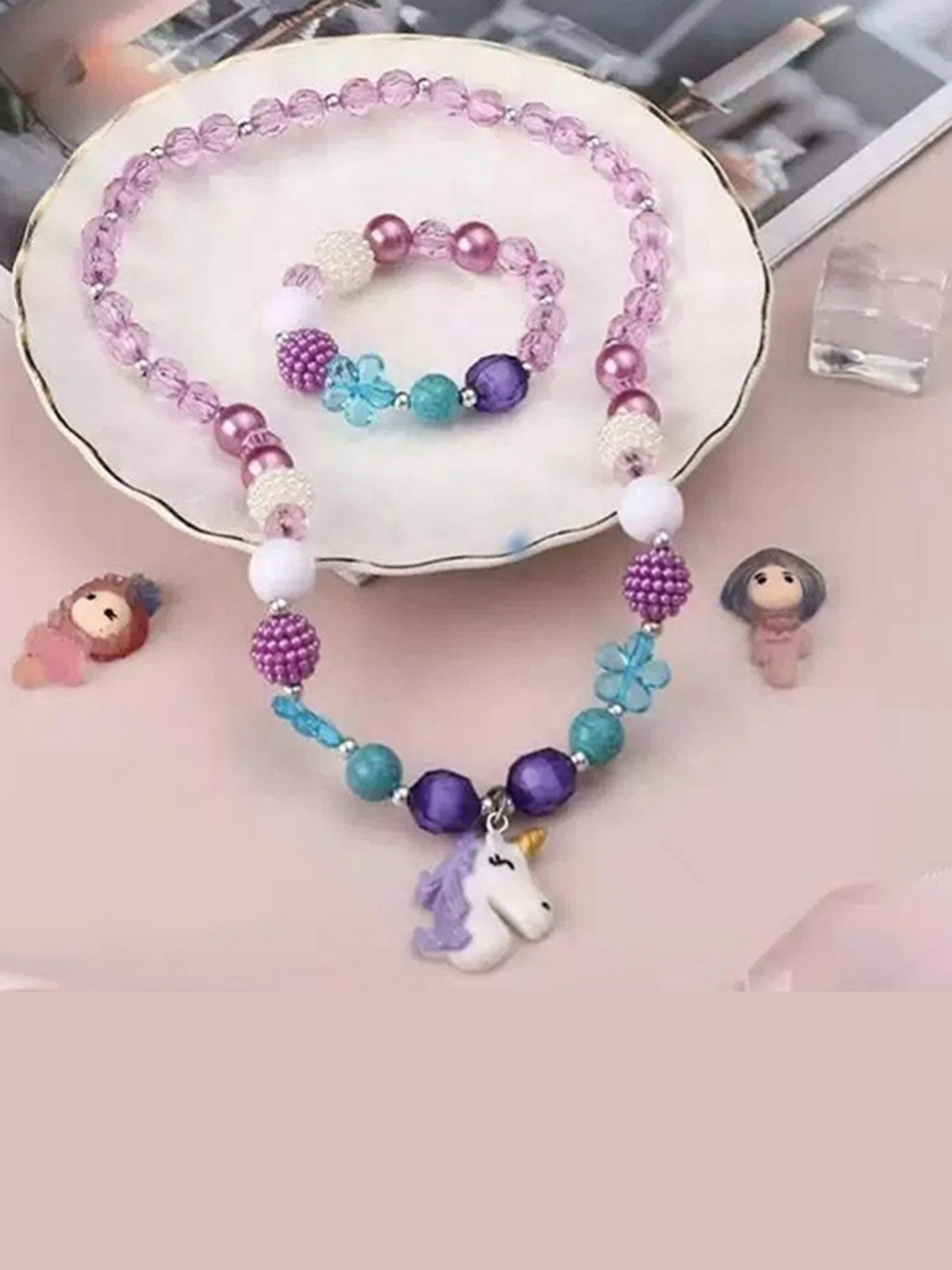 

EL REGALO Girls Purple Blue Jewellery Set