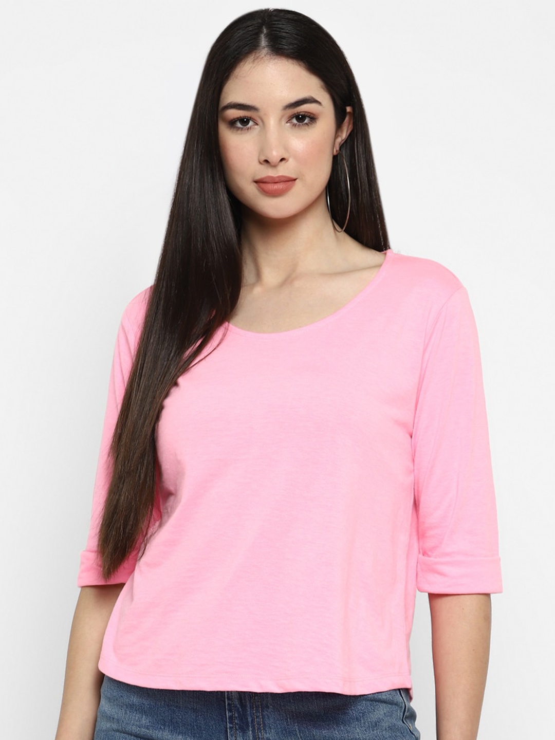 

American Crew Women Pink Solid Top